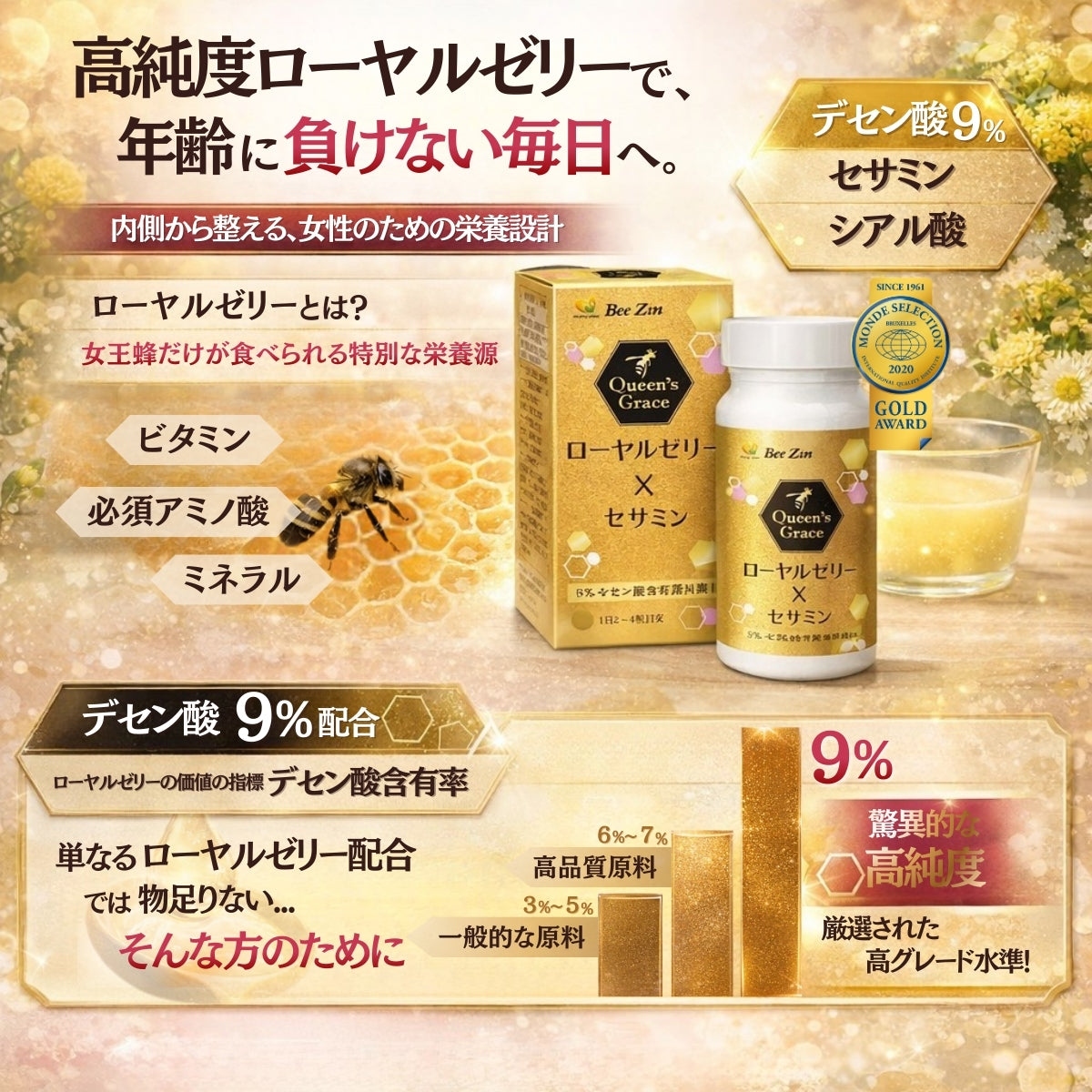 ローヤルゼリー x セサミン Queen's Grace 0.303g x 60粒｜あなたの